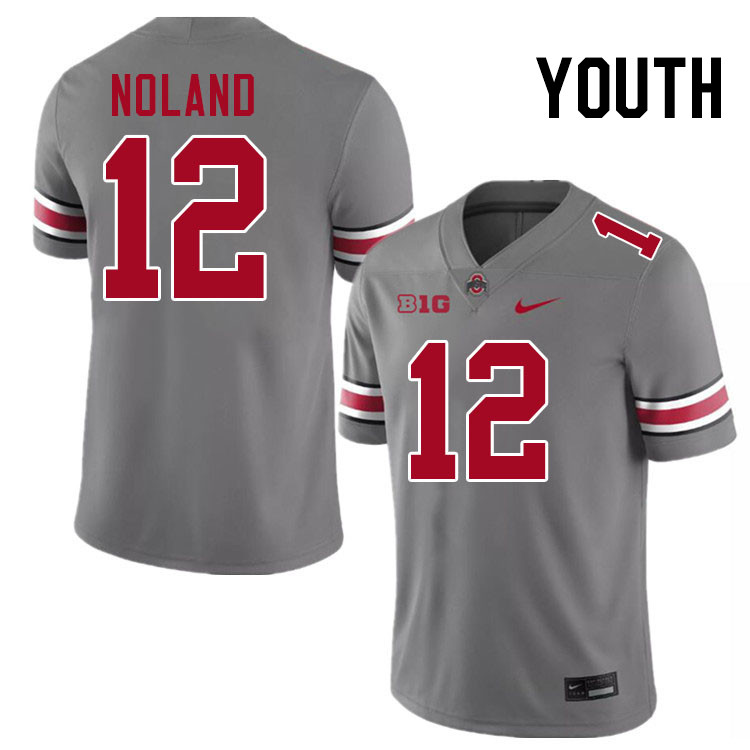 Ohio State Buckeyes Air Noland Youth #12 Authentic Grey College Football Jersey 2404SOGR5